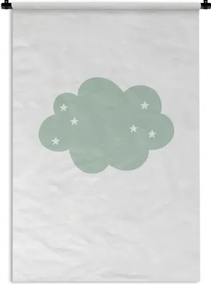 Produktbild von MuchoWow® Wandteppich Wandbehang Wolke - Mädchen - Jungen - Sterne - Pastell - Kind 60x90 cm Tapisserie Dekoration Wandtuch - Foto-Teppich - Abwaschbar