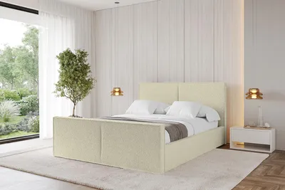 Produktbild von ALTDECOR Polsterbett mit Bettkasten - VANTO-Z 200x200 Beige- Bett mit Matratze H3/H4, Kopfteil und Fußteil, Boxbett, Doppelbett mit Stauraum