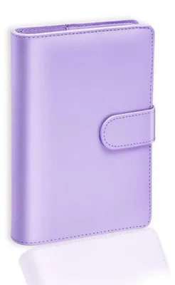 Image de Cahier A5 en simili cuir, classeur à anneaux, couleur lavande, rechargeable, en cuir synthétique souple