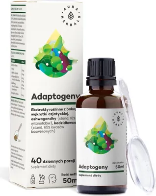 Zdjęcie produktu dla Aura Herbals adaptogeny bakopa, wąkrota, ashwaghanda, kadzidłowiec 50 ml BI3282