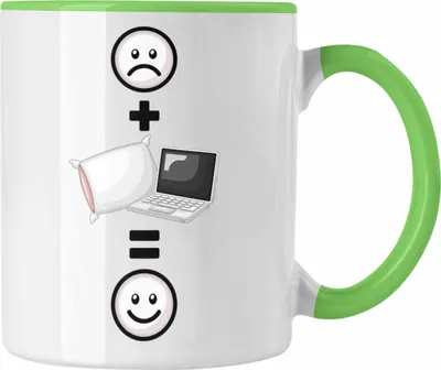 Produktbild von Trendation - Homeoffice Tasse Geschenk für Home Office Liebhaber Lustige Geschenkidee :( + Homeoffice = :) Geburtstag (Grün)