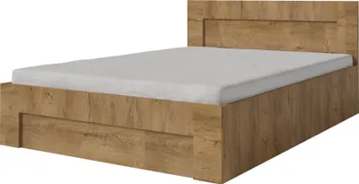 Produktbild von FURMEB24 - WER - 160 x 200 cm Bettgestell mit Lattenrost - Metall Bettrahmen mit ger€umigem Boxkasten - Bett in Holzoptik - Eiche Lefkas