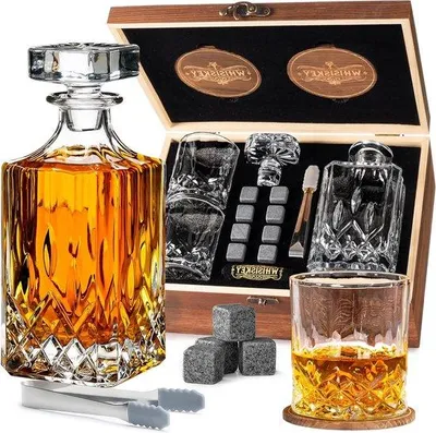 Produktbild von Whisky Karaf 700ml Edelstahl Dekanter Geschenk für Männer