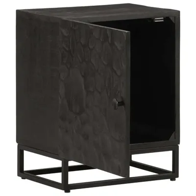 Zdjęcie produktu dla vidaXL Stolik nocny czarny 40x30x50 cm lite drewno mango i żelazo