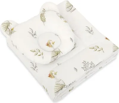 Immagine prodotto di Culla con cuscino orsetto - biancheria da letto - 100% cotone, sicura e morbida per i bambini