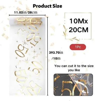 Obrázok produktu pre Zlatý obrus na stôl 28 cm x 10 m, polyester, na narodeniny