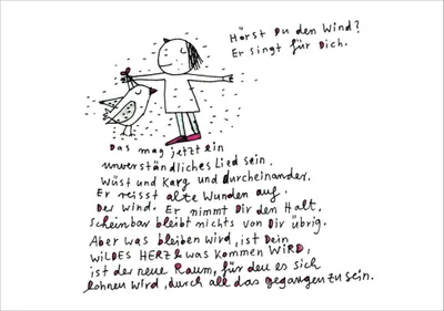 Produktbild von Postkarte Karindrawings "Hörst Du den Wind? Er singt für Dich."