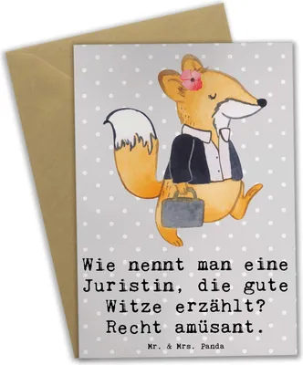 Produktbild von Mr. & Mrs. Panda Grußkarte Juristin Humor - Grau Pastell - Geschenk, Beruf, Klappkarte, hochzeitskarten, Mandanten, Sprüche für Juristen, Jurastudium, einladungskarten
