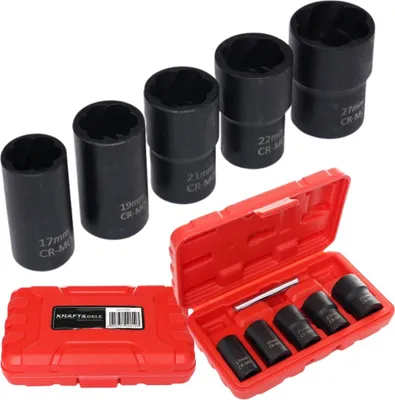 Zdjęcie produktu dla Zestaw Nasadki Do Obrabianych Śrub 1/2" 17-27Mm Wybijak 6 Szt Kraft&Dele