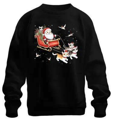 Immagine prodotto di Gattino con slitta di Babbo Natale - Regalo di Natale Maglione di Natale unisex, nero, XL