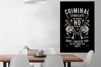Produktbild von MuchoWow® Poster Mancave - Waffen - Schwarz - Vintage 80x120 cm - Papierdruck