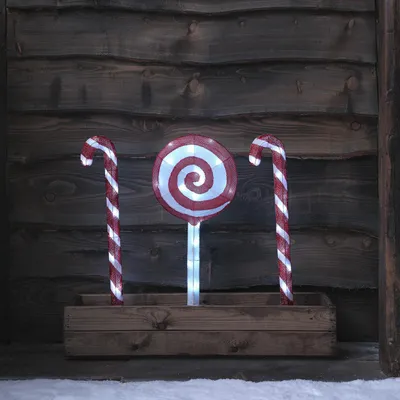 LED-Zuckerstangen & Lollipop-Set, 35 warmweiße LEDs, 60 cm