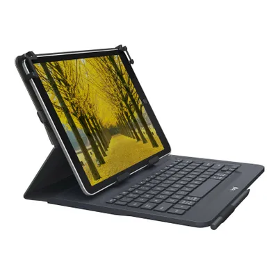 Produktbild von Logitech Universal Folio Keyboard Case, fr 9-10 Zoll Apple-, Android-, Windows-Tablets, US, Schwarz