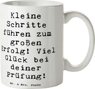 Produktbild von Mr. & Mrs. Panda Teetasse Spruch Prüfungen bestehen - Weiß - Geschenk, haferl, Lebensfreude, Kaffeebecher, Zuversicht, Herausforderungen meistern, Trost, Tasse, Vertrauem