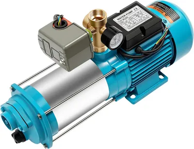 Image de Pompe à eau - Pompe centrifuge auto-amorçante - 1 300 W, acier inoxydable - Pressostat et manomètre - 4 000 l/h - 220–230 V, prise européenne