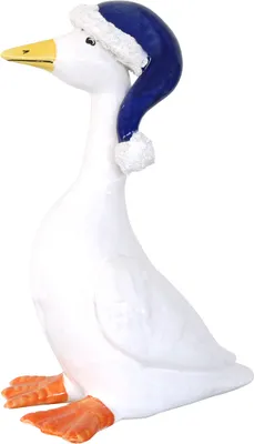 Produktbild von Tangoo Keramik Gans mit blau-weißer Weihnachtsmütze