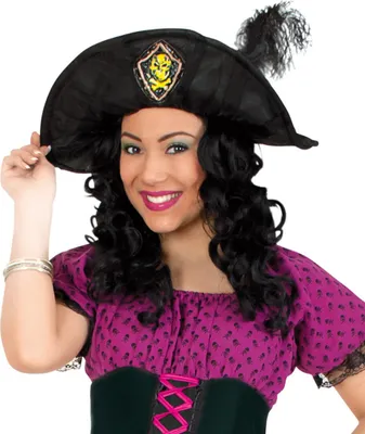 Produktbild von Piratenhut Piratenbraut mit Feder Karneval Fasching Halloween Party Cosplay 57 cm