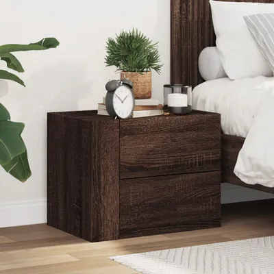 Image de vidaXL Table de nuit murale marron imitation chêne 45x30x35 cm