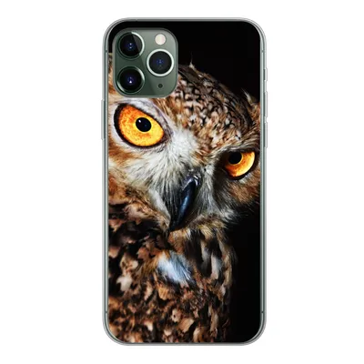 Produktbild von MuchoWow® Handyhülle Schutzhülle Hülle für iPhone 11 Pro Eule - Schwarz - Gelb Silikon Softcase Handy Hülle - Handy