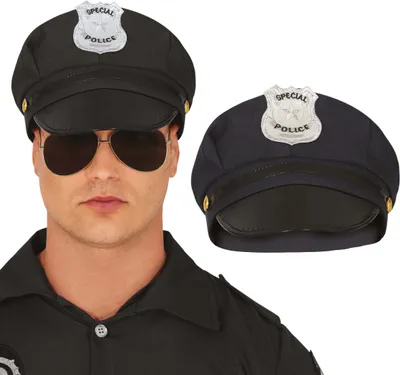 Productafbeelding van Politie-muts voor carnaval, kostuumaccessoire voor volwassenen, kleur: zwart