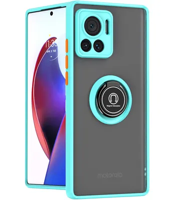 Immagine prodotto di Custodia per Motorola Edge 30 Custodia in TPU trasparente ultra opaca con supporto ad anello e supporto Blu