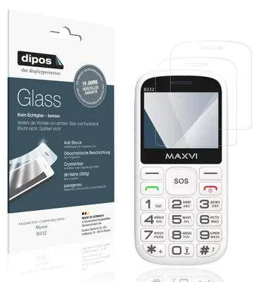 Produktbild von 2x Schutzfolie für Maxvi B232 - Anti-Shock 9H Folie dipos Glass Kunststoffglas