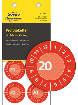 Obrázek produktu pro AVERY Zweckform 7901 80 AVERY Zweckform Prüfplaketten 7901 rot