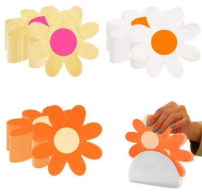 Servietten mit Daisy-Muster, 60 Stück, 16,5x16,5 cm, Weiß/Gelb/Orange