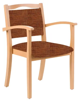 Produktbild von 4-Fußstuhl Holzstuhl mit Armlehnen Alexander Seniorenstuhl Pflegestuhl.Farbe:Stoff Lawa Orange