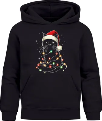Produktbild von Kinder Hoodie Weihnachtspullover Katze Jungen Mädchen Weihnachtsoutfit Kinder Moonworks®
