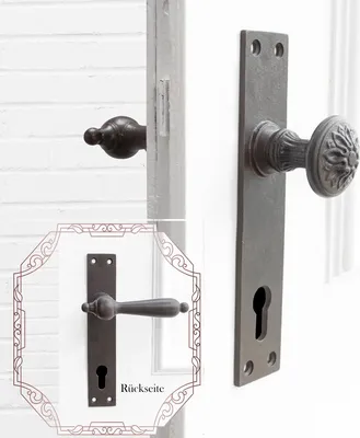 Produktbild von Türbeschlag mit Türklinke & Knauf für Haustüren,feststehend | PZ92 | Eisen braun