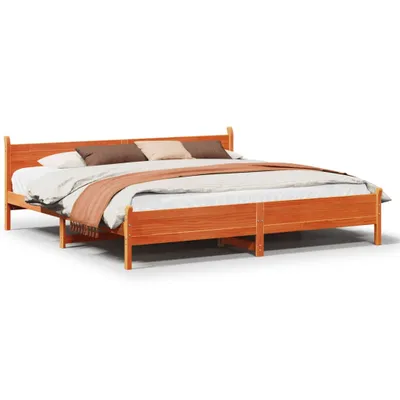 Produktbild von Massivholzbett ohne Matratze Wachsbraun 200x200 Kiefernholz