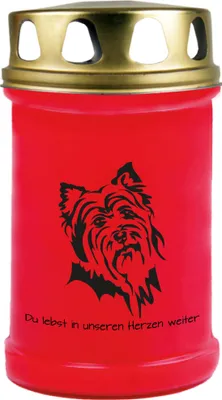 Produktbild von Grabkerze Rot, Brenndauer: 48 Stunden, Motiv: Terrier