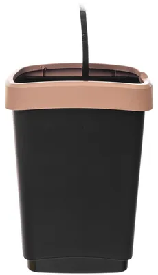 Image de Poubelle de cuisine - Poubelle 25 l - Avec couvercle basculant - Pour le tri des déchets/le recyclage - Noir et marron - 1 pièce