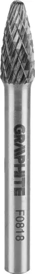 Obrázek produktu pro GRAPHITE HM frézy na kov, zaoblené, typ F, stopka 6 x 45 mm, pro brusky, na hliník, plasty