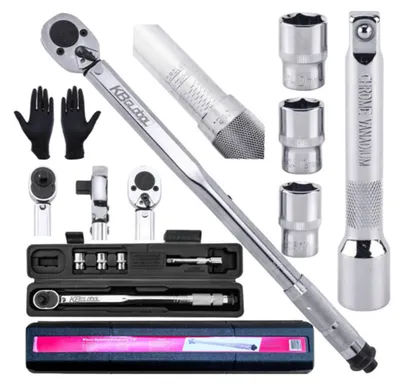 Immagine prodotto di Set chiave dinamometrica 1/2", 28-210 Nm con bussole a impatto 1/2" 17 mm, 19 mm, 21 mm, e prolunga da 1/2'' , 5 pezzi Kbglobal