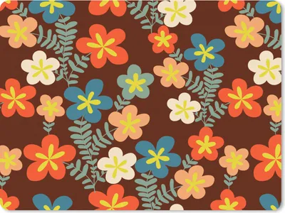 Produktbild von MuchoWow® Mauspad Mousepad Retro - Muster - Blumen - 1970er Jahre 23x19 cm - Mousepads - Maus Mat - Pad - Mausunterlage - Schreibtischunterlage - Mauspad