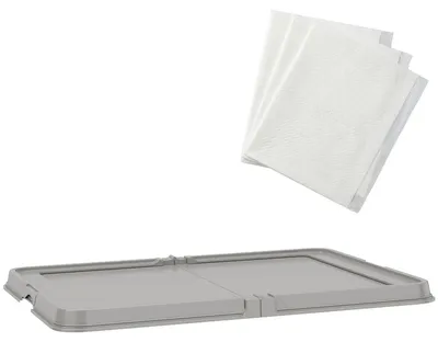 Produktbild von Hundetoilette - Trainingsschale für Hunde - Faltbar - 3 rutschfeste Füße - 86×62×4,7 cm - Grau