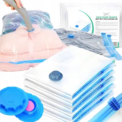 Obrázok produktu pre Sada 5 vákuových vreciek - 60 x 80 cm - 100% tesné a veľmi odolné, na uloženie oblečenia, perín a posteľnej bielizne od Medi Sleep