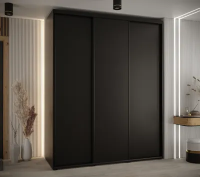 Produktbild von Kleiderschrank YVONA 1 - 190/60 cm, schwarz / schwarz