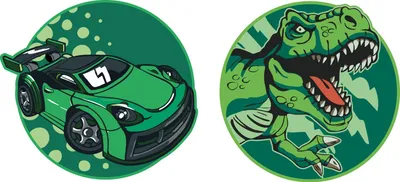 Produktbild von Schneiders Schulranzen-Zubehör Patches Set 2 teilig Car + Dino mehrfarbig