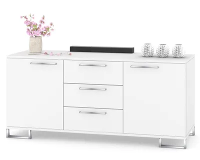 Produktbild von Große Kommode mit Schubladen Fernsehschrank HANA 3S Weiß Matt/Weiß Matt 150cm