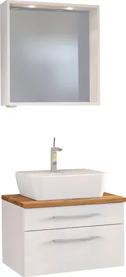 Produktbild von Waschtisch-Set Gästebad Handwaschplatz Badmöbel Waschplatz Badezimmer "Davos I" Weiß/Weiß-Matt