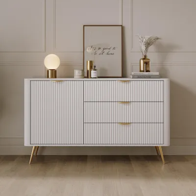 Produktbild von AX LIVING Modern Schubladen Sideboard Vespasia 138 T3S – 138,2cm Weiß