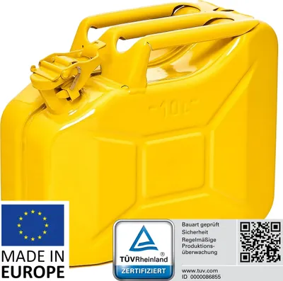 Produktbild von BW® Kraftstoffkanister Metall Benzinkanister 10 Liter - Gelb RAL 1018 - UN-Zulassung - Hergestellt in Europa