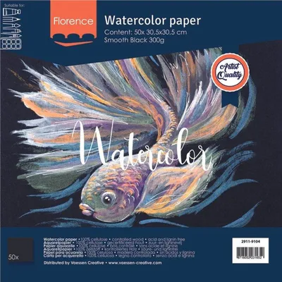 Image de Florence, papier aquarelle lisse – Bloc de dessin pour aquarelle, format 30,5 x 30,5 cm