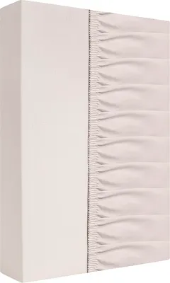 A close-up view of a white bedsheet with gathered elastic edges.