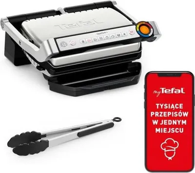 Obrázek produktu pro Tefal OptiGrill + GC718D10, Černá, Nerezová ocel, Obdélníkový, Knoflíky, 600 cm², 300 x 200 mm, 1 zóna/zón