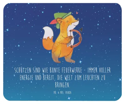 Produktbild von Mr. & Mrs. Panda Mouse Pad Schütze Astrologie - Sternenhimmel Blau - Geschenk, Mousepad, pc mauspad, Geburtstagsgeschenk, computermatte, Tierkreiszeichen, Sternzeichen