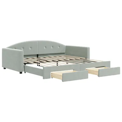 Produktbild von vidaXL Tagesbett Ausziehbar mit Schubladen Hellgrau 90x190 cm Samt